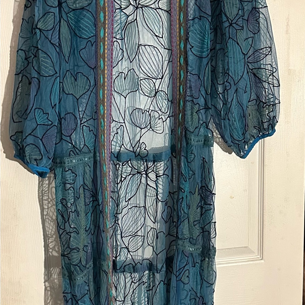 Floral Sheer Blue Kimono Top